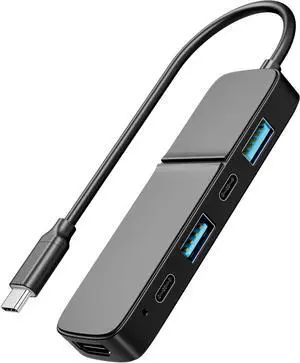 Ultra-Fast 5-Port USB-C Hub with 4K HDMI - Dual USB-A/C, 5Gbps Data Transfer for MacBook Pro/Air, iPad Pro, iPhone 15, iMac, XPS, ThinkPad & More - Ideal for Flash Drives & Portable Hard Disks (USB-C)