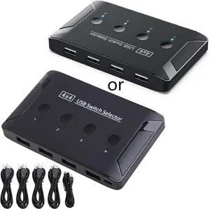 xbiez USB 4 In 4 Out Box High Speed 4 Port USB Splitter Adapter Printer Sharing For PCs
