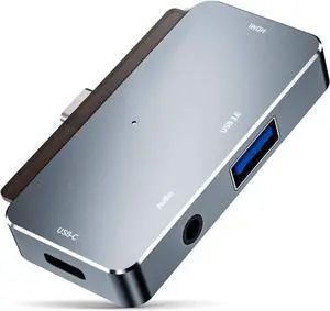 USB Hub 4 Port USB 3.0 Hub Ultra Slim Portable Data Hub Applicable for Win XP/ 7/8/10 MAC OS Linux with 2 USB 3.0 Type C 3.5mm Audio Jack