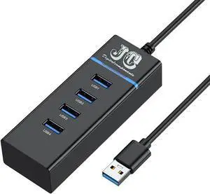 USB 2.0 3.0 Hub for Laptops with 11.811" Long Cable, Multiport Extender, Fast Data Transfer USB Splitter, Compatible with Windows PC, Mac, Printer, Portable Hard Disk, Mouse, USB Flash Drive