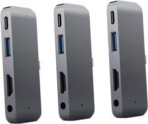 Artibetter 3pcs Type c USB Hub Pd 3.0 Charging 4k Hub USB 3.0 3.5mm Headphone Jack Universal Laptop Adapter Wc7366