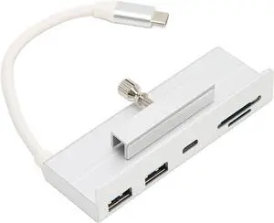 OS X AIO PC USB C Hub 6 in 1 Aluminum Clamp Hub, High Speed 10Gbps Transmission, Memory Card Slot, Easy Installation, Plug and Play, for 24in Computer