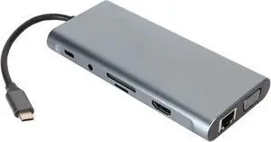 USB C Hub, 11 in 1 USB C to 4K 30Hz VGA Port Multiport Adapter, 5Gbps USB C Dongle for 10, 8, 7, XP, Vista, OS, Etc