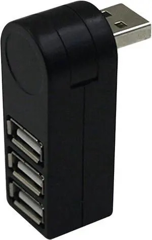Portable 3 Ports USB 2.0 Hub M~ni 270 Rotatable Splitter Laptop PC Adapter QJY99 (Color : Black)