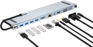USB C HUB, 10-in-1 Adapter Docking Station with 4K HDMI,VGA,87W PD,5Gbps USB3.0/2.0,RJ45 Ethernet,SD/TF Card Reader,3.5mm Audio,Compatible with MacBook Pro/Air, Other Type C Latops Devices. USB C HUB, 10-in-1 Adapter Docking Station with 4K HDMI,VGA,87W PD,5Gbps USB3.0/2.0,RJ45 Ethernet,SD/TF Card Reader,3.5mm Audio,Compatible with MacBook Pro/Air, Other Type C Latops Devices.