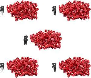 500Pcs Red RJ45 Port Ethernet LAN Hub Anti Dust Cover Plug Cap Blockout Protector with Proprietary Lock and Key