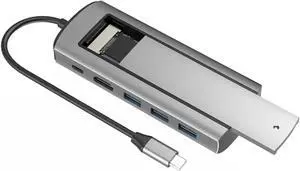 CHICHIYANG Aluminum Alloy SSD Enclosure USB HUB 6 in 1 Multiport Disk Storage Plug and Play Type-C USB 3.0 Hub Accessories CHICHIYANG Aluminum Alloy SSD Enclosure USB HUB 6 in 1 Multiport Disk Storage Plug and Play Type-C USB 3.0 Hub Accessories