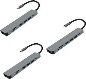 Mikikit 3pcs USB Hub Type Adapter Data Transfer Portable USB Splitter for Laptop Tablet and Phone
