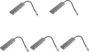 Uonlytech 5pcs Port USB Type- USB c to Adapter Splitter for Laptop Extension Cable Extra Ports