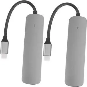 HEMOTON 2pcs Type-c USB Hub Port Splitter USB Adapter for Laptop Supports Data Transmission Connects Hard