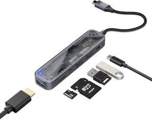 MicroPack USB C Hub 6 in 1, 100W PD Charging, 4K@60Hz HDMI, 2 USB 3.2 GEN1 5Gbps, TF/SD Card Reader, USB C Multi-Port Adapter Docking Station for MacBook Pro Air iPad Laptop Other Type C Devices