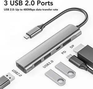 USB C Docking Station, USB C Hub USB C to 4K 60Hz DisplayPort Adapter, DP, 60w PD Charging Port, 3 X USB2.0 5 in 1 USB C Hub Docking Station for Desktop PC Laptop