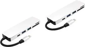 Hemobllo 2pcs Type-c USB Adapter Hub for Access Silver Design Compact and Practical for Daily Use No Drivers