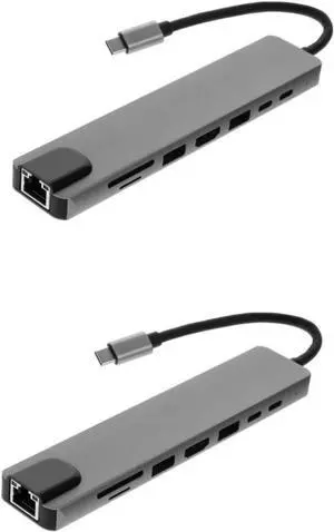 NOLITOY 2pcs Type-c for Laptop and Phone Supports Video Output Power Ethernet Compact and USB Hub