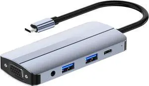 USB C Hub Multiport Adapter, USB Port Expander, USB 3.0 5Gbps Data Ports, 8-in-1 USB-C Hub with 4K 30Hz, 87W Power Delivery, 4K HDMI Output, SD/TF Card Reader