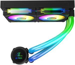 Iceberg Maximus 240 high-Performance Gaming PC aRGB Liquid Cooling, Water Cooler for CPU Intel or AMD with 240mm Radiator and Two RGB 120mm Fans (Black)