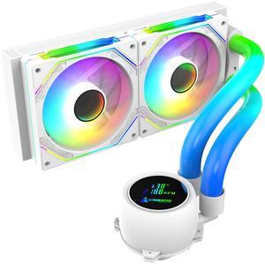 Iceberg Maximus 240 high-Performance Gaming PC aRGB Liquid Cooling, Water Cooler for CPU Intel or AMD with 240mm Radiator and Two RGB 120mm Fans (White)