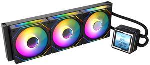 Iceberg Legend 360 Ultra-Performance Gaming PC aRGB Liquid Cooling with a Full LCD Screen, a Water Cooler for CPU Intel or AMD with 360mm Radiator, and Three RGB 120mm Fans (White)