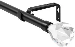 Urbanest Pierre Cut Crystal Drapery Curtain Rod Set 3/4" (Black, 28"-48")