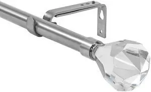 Urbanest Pierre Cut Crystal Drapery Curtain Rod Set 3/4" (Brushed Steel, 28"-48")