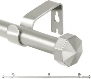 N Urbanest 5/8" Diameter Single Telescopic Curtain Rod Set with Octagonal Finials, 28"-48", Pewter