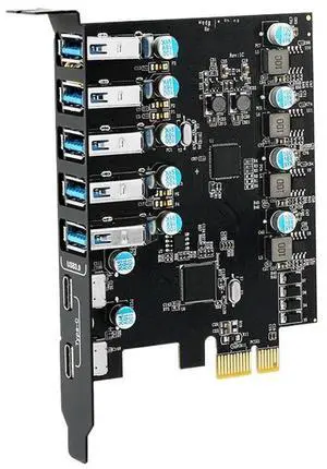 FOR PCIE Seven-port USB 3.0 Adapter Card Desktop Rear PCI-E To 7-port USB Expansion Card Chip