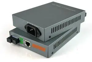 FOR 1pair HTB-4100AB 10/100/1000M 20KM Simplex mode Fiber Optic RJ45 Enternet Media Converter fiber optic transceiver