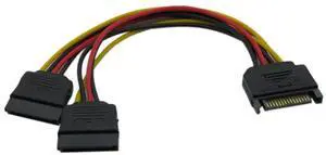 FOR 10pcs/lot 15 Pin SATA Male to 2 SATA Splitter Female Power Cable