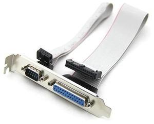 FOR DB25 25Pin Parallel Port Printer LPT + RS-232 RS232 COM DB9 9Pin Serial Port Cable Cord Wire Bracket