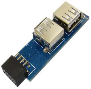 PC Host Case Internal Motherboard USB 2.0 Hub 9Pin to 2 Port USB A Female Splitter Converter PCB Board Extender Card