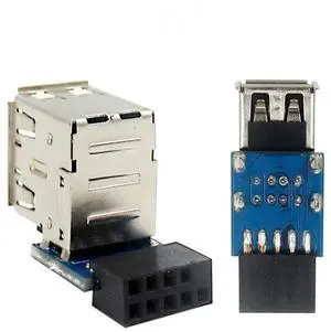 2Pcs/lot Motherboard 9Pin to Dual USB2.0 PC Hardware Cable Adapter with Built-in USB Interface