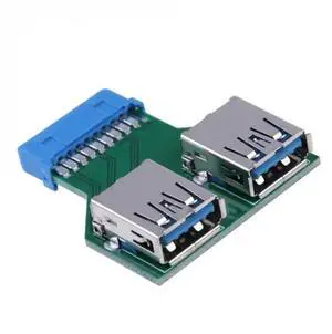19Pin USB 3.0 Header Female to 2 Port Female Adapter Converter Jack Lead PCB Board PC Motherboard Mainboard USB3.0 Extend 20pin