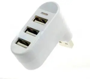 YXH-20 3 Port 480M/s USB 2.0 HUB Rotatable Laptop PC Computer Plug Black&White