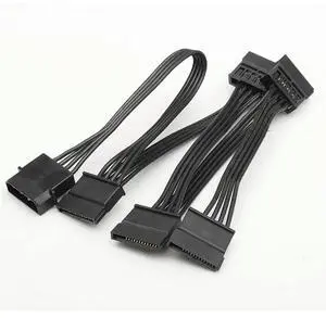 FOR 4Pin Female IDE Molex PC Computer Hard Drive 1 to 5 SATA Splitter Power Supply Adapter Converter Cable Cord Black