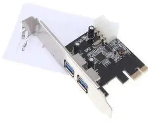 2-Port SuperSpeed USB 3.0 PCI-E PCIE PCI Express 4-pin IDE Connector Adapter usb3.0 Add On Card Low Profile