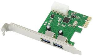 FOR USB 3.0 PCI-E Expansion Card Adapter External 2 Port USB3.0 to 1X + PCIe Card 4pin Power Supply Port Connector asm1042 chipset
