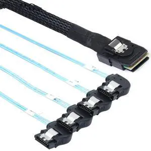MINI SAS HD SFF-8087 to 4x SATA Cable - Right Angle Server Internal Connection Bundle