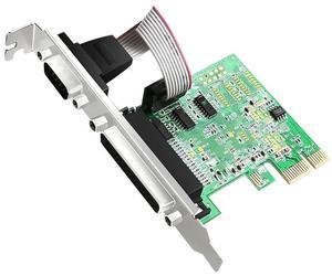 FOR RS232 RS-232 Serial Port COM DB25 Printer Parallel Port LPT to PCI-E PCI Express Card Adapter Converter ASIX AX99100