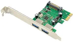 PCI-E To 2 Port USB3.0 Expansion Card Super Speed USB 3.0 Host Control Expansion Card chipset 720202 sata power supply