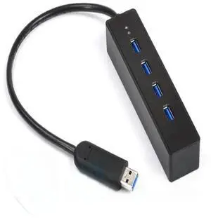 Portable Super Speed 4 ports USB 3.0 Hub LED Indicator 5Gbps -swap Black