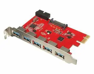 PCIE TO USB 3.0 5 Port USB3.0 HUB To PCI-E Express Card Adapter 20pin 15pin SATA WIN 7 8 10