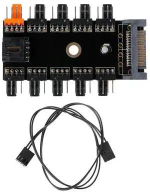 PCB Adapter SATA 1 To 10 Way Splitter PWM Cooling Fan Hub 4-Pin 12V Power Socket PCB Adapter