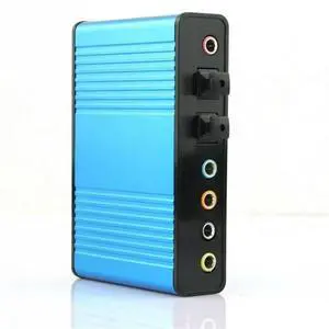 FOR 2014 1Pcs Blue 6 channel 5.1 External Audio Music Sound Card Soundcard For Laptop PC
