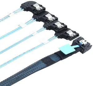 FOR Internal PCIE Mini SAS SFF-8654 4I 38P to 4X SATA right angle Hard Drive Cable