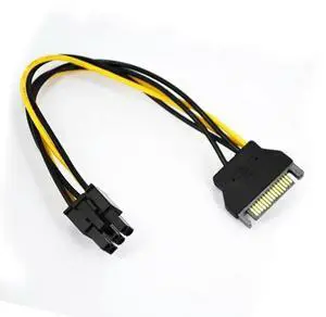 FOR 10 PCS/LOT SATA Power Cable 15 Pin To 6 Pin PCI EXPRESS PCI-E Sata Graphics Converter Adapter Video Card Power Cable cord