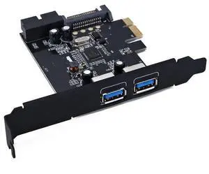 FOR PCIE TO 2 Port USB 3.0 PCI-e Internal 20Pin Adapter PCI Express 5.0Gbps 19Pin 7207201 Chipset SATA 15PIN Power Supply