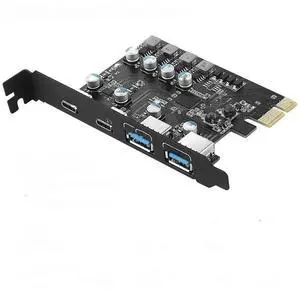 PCIE Card Adapter gen1 with 2 USB3.0 Type-A and 2 USB3.0 Type-C Ports High-Speed Data Transfer