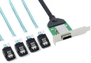 Mini SAS SFF-8088 HD 26Pin Female to 180 Degree 4-Port SATA Server Cable