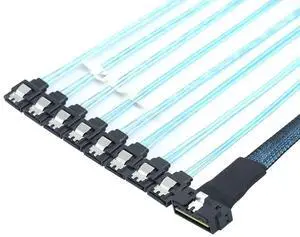 FOR PCI-E SAS 4.0 LP Low profile SFF-8654 8i 74pin to 8X SATA 7Pin Straight Server internal connection Cable
