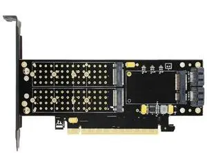 FOR SK16 M.2 NVMe SSD NGFF TO PCI-E3.0 X16 adapter M Key B Key mSATA interface card Suppor PCI Express 3.0 3 in 1 dual 12v+3.3v